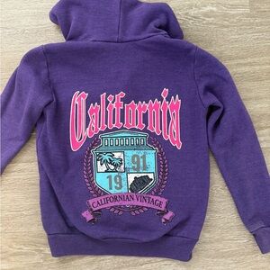California Vintage University Zip Up Hoodie Purple Girls Sz 8